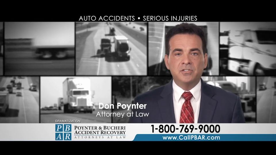 Attorney Don Poynter in a Poynter & Bucheri TV spot about semi-truck crashes. Click to play the video.