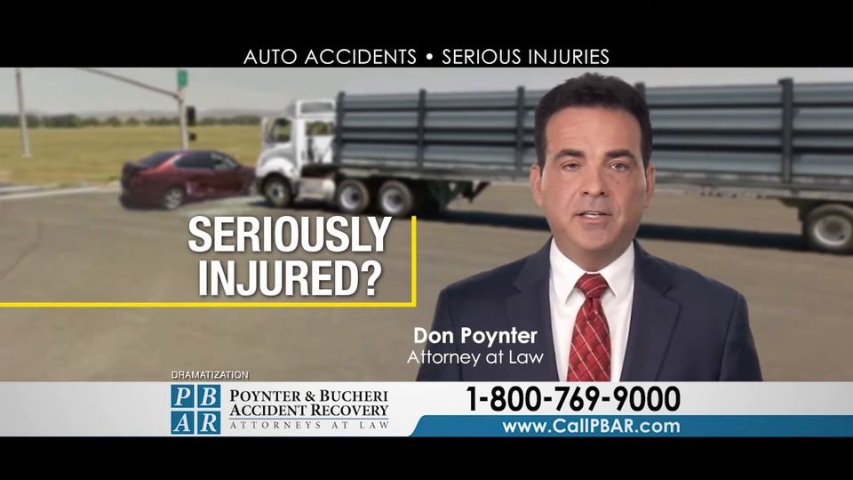 Attorney Don Poynter in a Poynter & Bucheri TV spot about semi-truck accidents. Click to play the video.